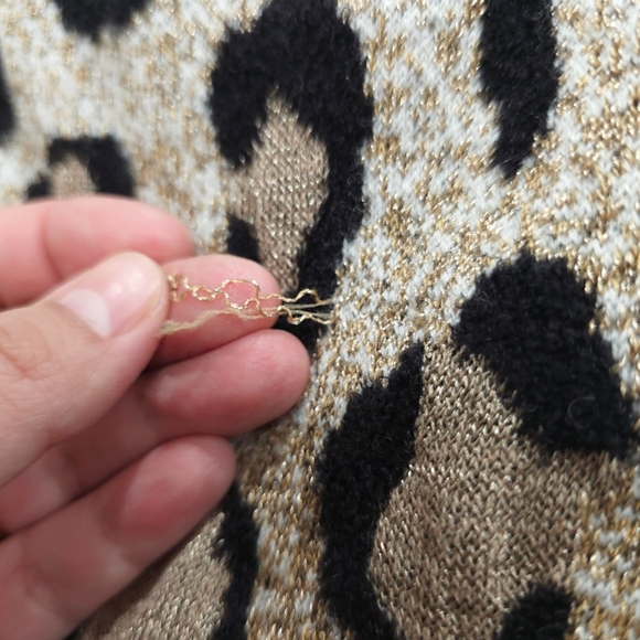 ANN TAYLOR White Gold Black Ombre Leopard Pocket Cardigan, Wool Blend, XS - Picture 10 of 12